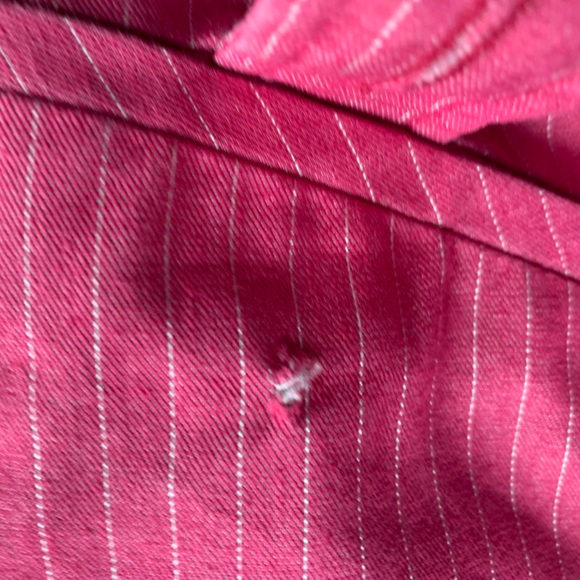 Next Capri Trousers Pink Pinstripe Cotton Blend Cuffed Hem With Pockets UK 14 - Picture 13 of 13